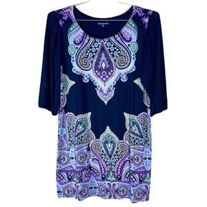 🌟 Cha Cha Vente Scarf Border Tunic Black Size L